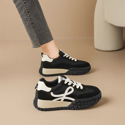 AUTUSPIN Newest Genuine Leather Ladies Sneakers 2024 Spring Summer Fashion Casual Mixed Colors Vulcanized Shoes Women Size 35-40