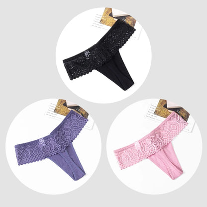 BZEL 3PCS/Set Women's Panties Sweet Lace Woman Underwear Hollow Out Sexy Lingerie Breathable G-Strings Comfort Underpants T-Back