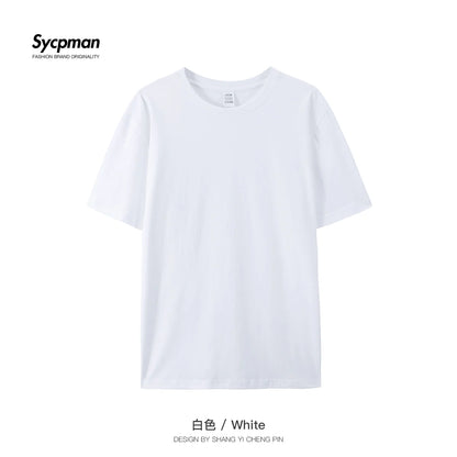 180grams Cotton Solid Tshirts Mens Short Sleeve Fashion Brand Trend White Black Clothing Tees Woman Customized Products Summer