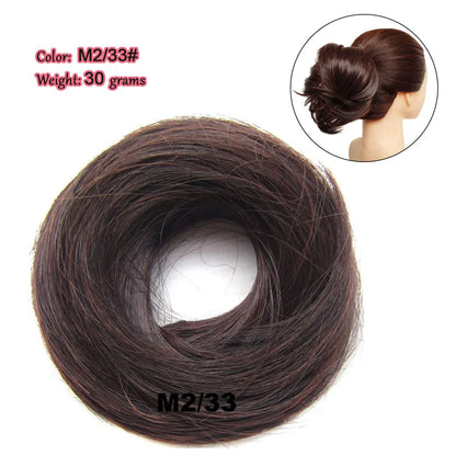 Synthetic Messy Bun Hair Piece Scrunchie Donut Tousled Flexible Hair Bun Straight Chignon Wig Accessory Updo Bun Hair