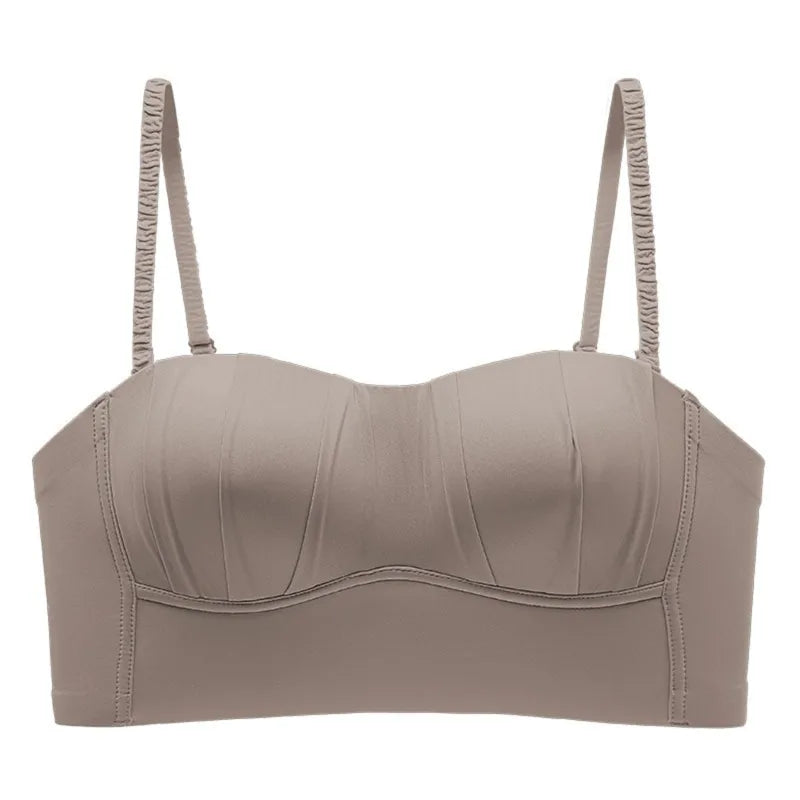 New Nylon French Pleated Bra New Detachable Ringless Thin Bra Without Underwire Seamless Underwear for Women Bras for Women