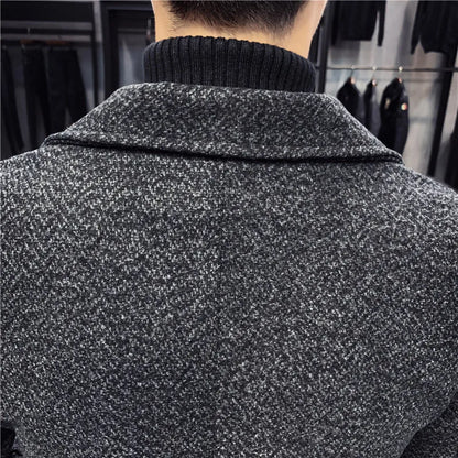 Men's Thick Wool Blends Trench Long Casual Top Coats Fashion Warm Coat Lapel Collar Overcoat Plus Size 5XL Male Slim Windbreaker
