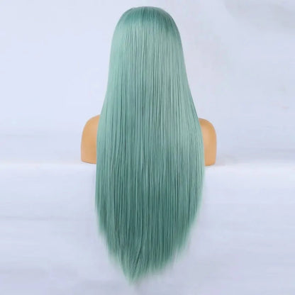 Mint Green Wig Long Straight Synthetic Lace Front Wig Light Hair Colored Glueless Lace Frontal Wigs for Women Party Cosplay