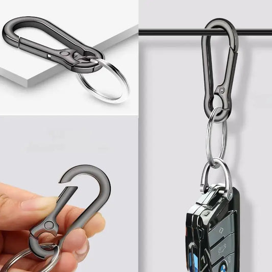 Zinc Alloy Car Key Chain Anti-Lost Keychain With KeyRing Simple Gourd Buckle Carabiner Keychain Auto Waist Belt Clip Holder