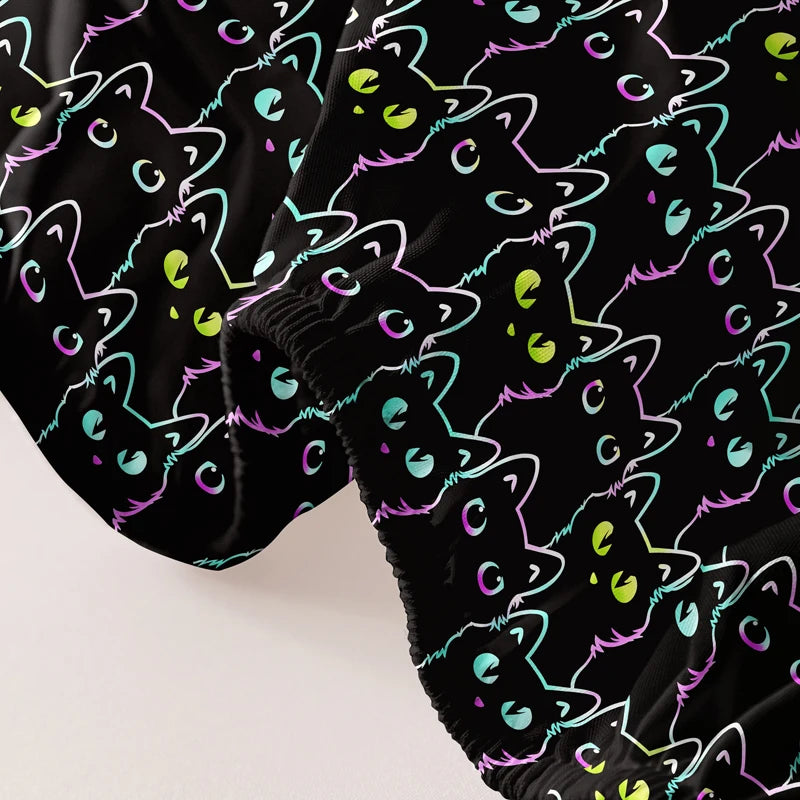 1 Simple modern animal little cat printed matte Fitted Sheet, bedroom printed bed cover, bedding (excluding pillowcases)