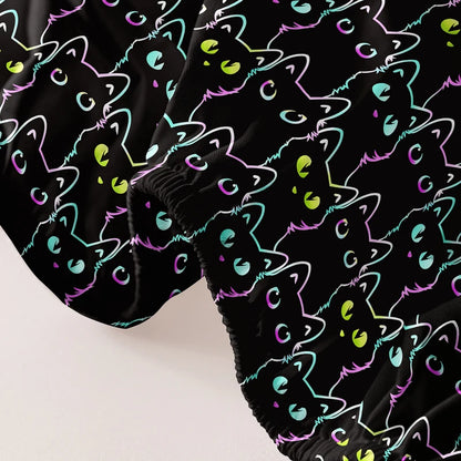 1 Simple modern animal little cat printed matte Fitted Sheet, bedroom printed bed cover, bedding (excluding pillowcases)