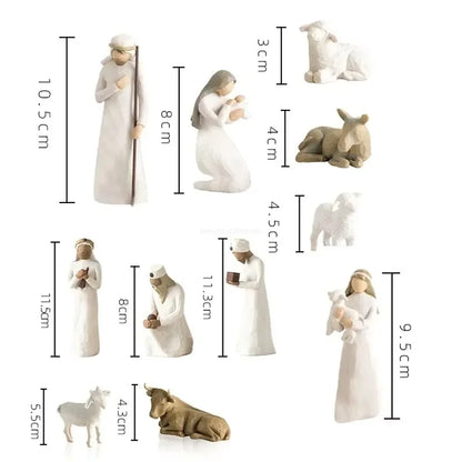 2024 Jesus Nativity Statue Resin Holy Family Willow Tree Set Ornaments Easter Religious Crafts Diy Customized Christmas Gift