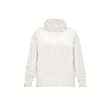 Plus Size Women's Long Sleeve Turtleneck Tops Pullovers Knitted Loose Sweater