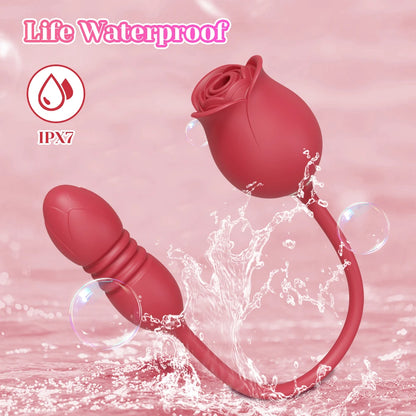 Thrusting Rose-Dildo Vibrator for Women Clitoris Stimulator Sucker Vacuum Vibrating Egg Nipple Sucking Female Sex Toys for Adult