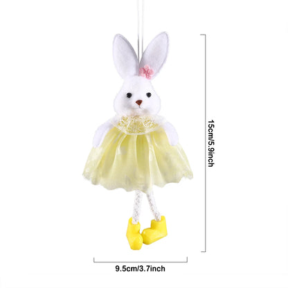 24cm Easter Flower Bunny Ornaments Pink Yellow Gauze Skirt Bunny Easter Party Decor Supplies Home Desktop Decorations Kids Gifts