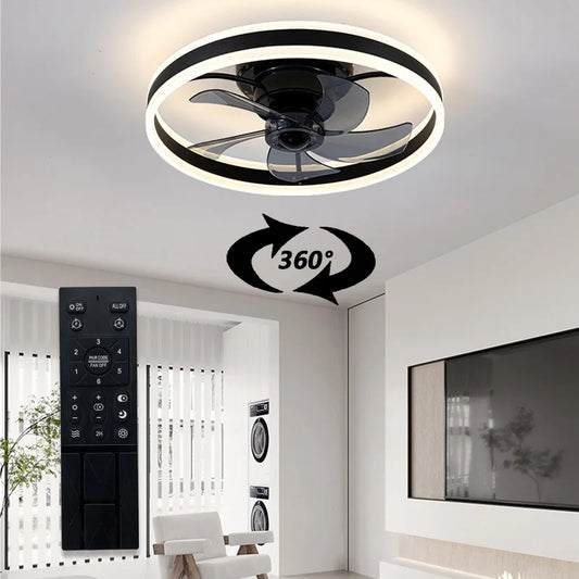 Inverter DC Motor Ceiling Fan Lamp with Remote Control Infinitely Dimmable 6-Speed Adjustment 360°Rotation Detachable LED Lights