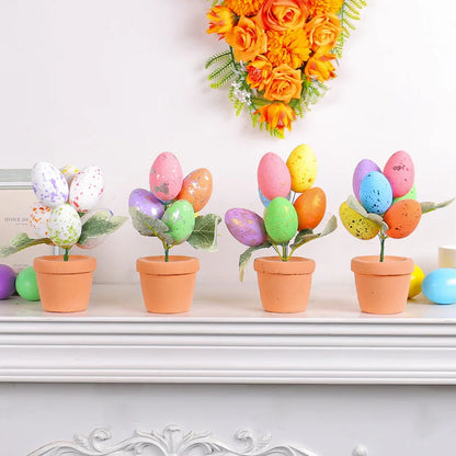 Easter Egg Potted Plant Artificial Tabletop Easter Egg Tree Decor for Easter Home Decor Centerpiece Flower Arrangement