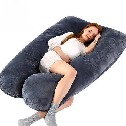Maternity Pillow Multifunctional Crystal Velvet Lumbar Spine and Abdomen Support U-Shaped Cushion Pregnant Women Body Pillow