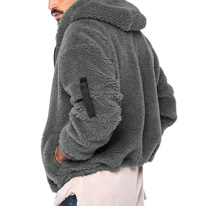 2024 American Style Heavy Coat Men's Winter Jacket Double-sided Fleece Warm Windbreaker Casual Sports Hooded Coat Bomber Jacket