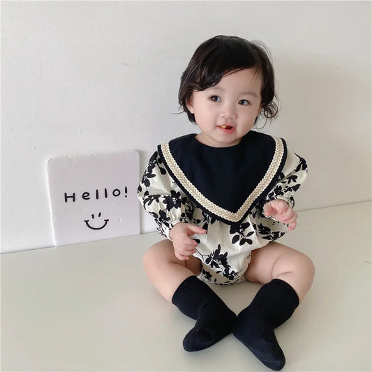 Baby Girl Rompers Long Sleeve Romper Jumpsuits Summer One-piece Retro Dresses Cotton Twins Newborn Baby Girl Clothes 3-24M