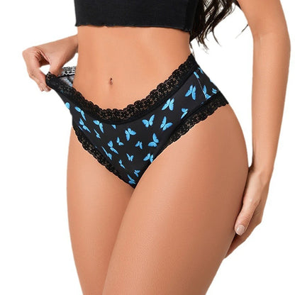 Women Butterfly Print Underwear Secret Clothes Sexy Lingerie Lace Lingerie Sweet Girly Seamless Briefs Japanese Princess Pantie