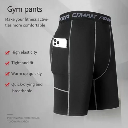 Men Sports Training Tight Shorts Five Trousers Camouflage Printed Trousers Fitness Basketball Running Cycling Bottoming Elastic