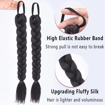 LUPU Synthetic Braided Ponytails Hair Extensions For Women With Elastic Hair Band Hairpieces Natural Black Brown Fake Hair