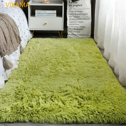 VIKAMA Simple Silk Wool Plush Carpet Bedroom Living Room Bed Blanket Solid Color High-Grade Soft Blanket Room Coffee Table Mat