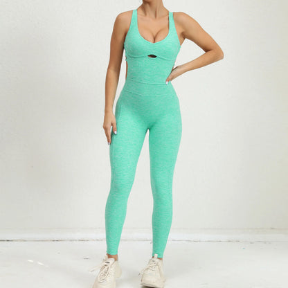 Yoga Set Workout One-piece Suit Women Sports Push Up Yoga Clothes Backless Activewear Fitness Set Women Gym Jumpsuit Female