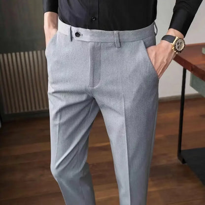 Men's Casual Business Suit Pants Loose-fit Straight-leg Nine-point-length Spring Autumn Fashionable Western-style Trousers