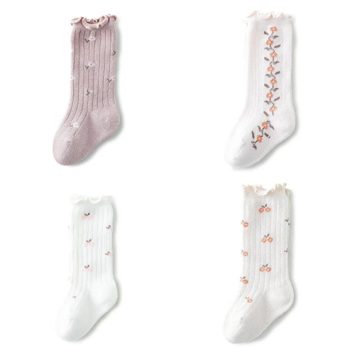 4 Pairs/lot Girl Socks Cute Cotton Baby Knee Socks Newborn Long Tube Kids Children Soft High Sock Toddler Leg Warmers Socken