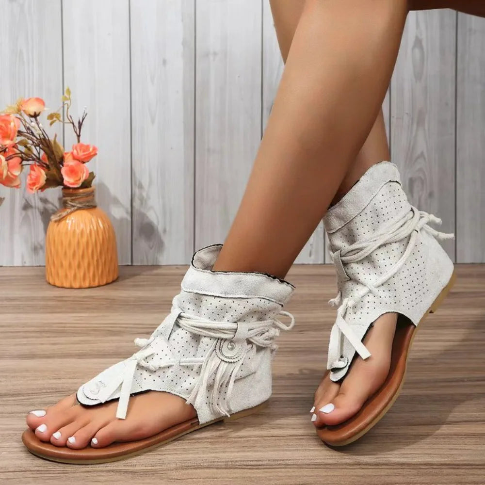 2024 Women Retro Sandals Gladiator Ladies Clip Toe Vintage Boots Casual Tassel Rome Fashion Summer Woman Shoes Female Sandalias