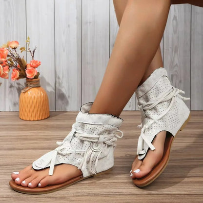 2024 Women Retro Sandals Gladiator Ladies Clip Toe Vintage Boots Casual Tassel Rome Fashion Summer Woman Shoes Female Sandalias