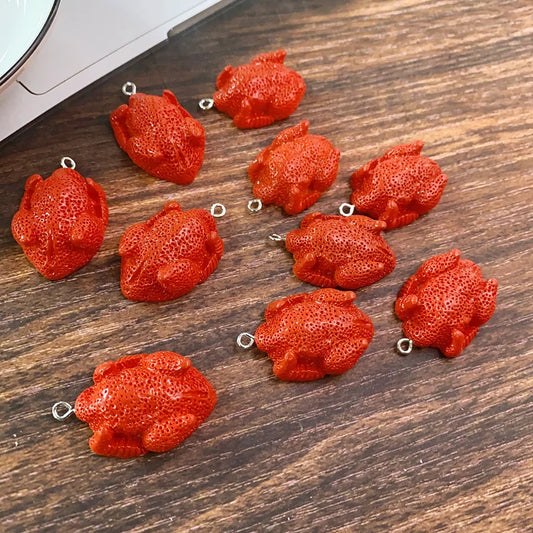 6pcs Simulation Roast Chicken Resin Earring Charms Hot Easter Food Pendant For Earring Keychain Diy Jewelry Make
