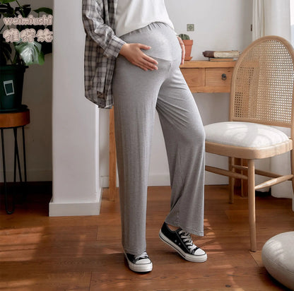 2024 New Maternity Clothing Pregnant Women's Wide Leg Pants for Spring and Autumn Outerwear with A Straight and Drooping Feel