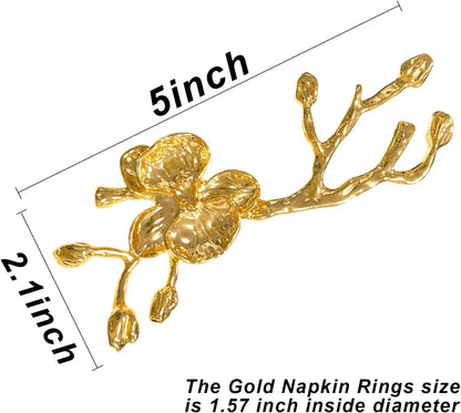 4PCS Christmas Wedding Easter Napkin Rings,Plum Blossom Golden Napkin Buckles,Dinner Parties Dining Table Decor Napkin Holder