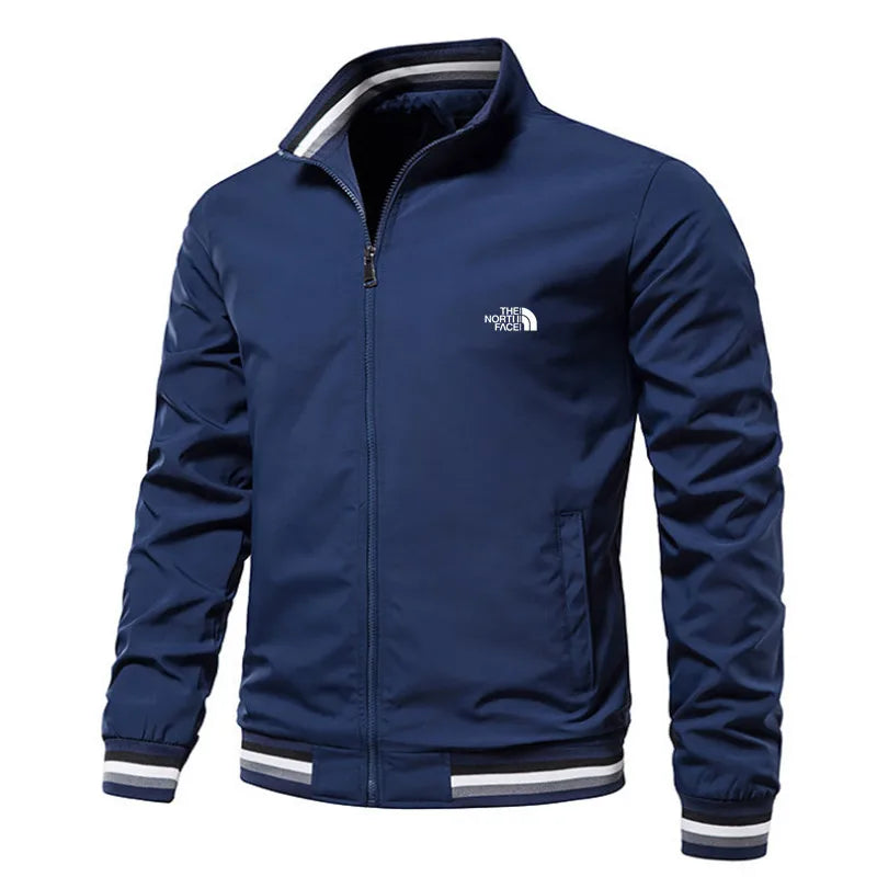 Autumn and Winter Men's Stand Collar Casual Zipper Jacket Outdoor Sports Coat Windbreaker for Men Waterproof Bomber