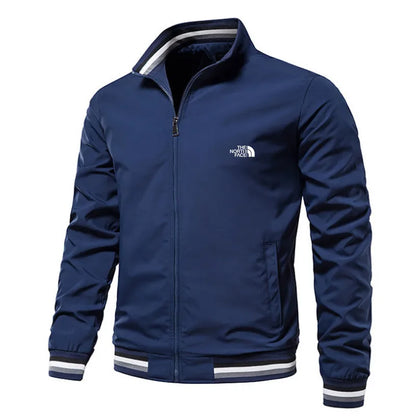 Autumn and Winter Men's Stand Collar Casual Zipper Jacket Outdoor Sports Coat Windbreaker for Men Waterproof Bomber