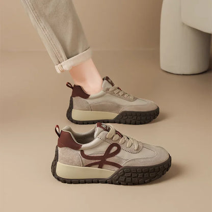 AUTUSPIN Newest Genuine Leather Ladies Sneakers 2024 Spring Summer Fashion Casual Mixed Colors Vulcanized Shoes Women Size 35-40