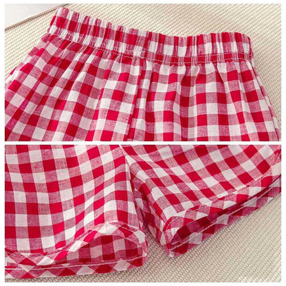 Baby Girls Clothes Sets Cute Fruit Print Short Sleeve+Plaid Shorts Toddler Summer Cotton T-Shirt Pant Set Outfits Kids Tracksuit