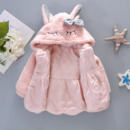 New Winter Coat Baby Girl Cold Protection Cute Hooded Coat With Free Bag For Kids