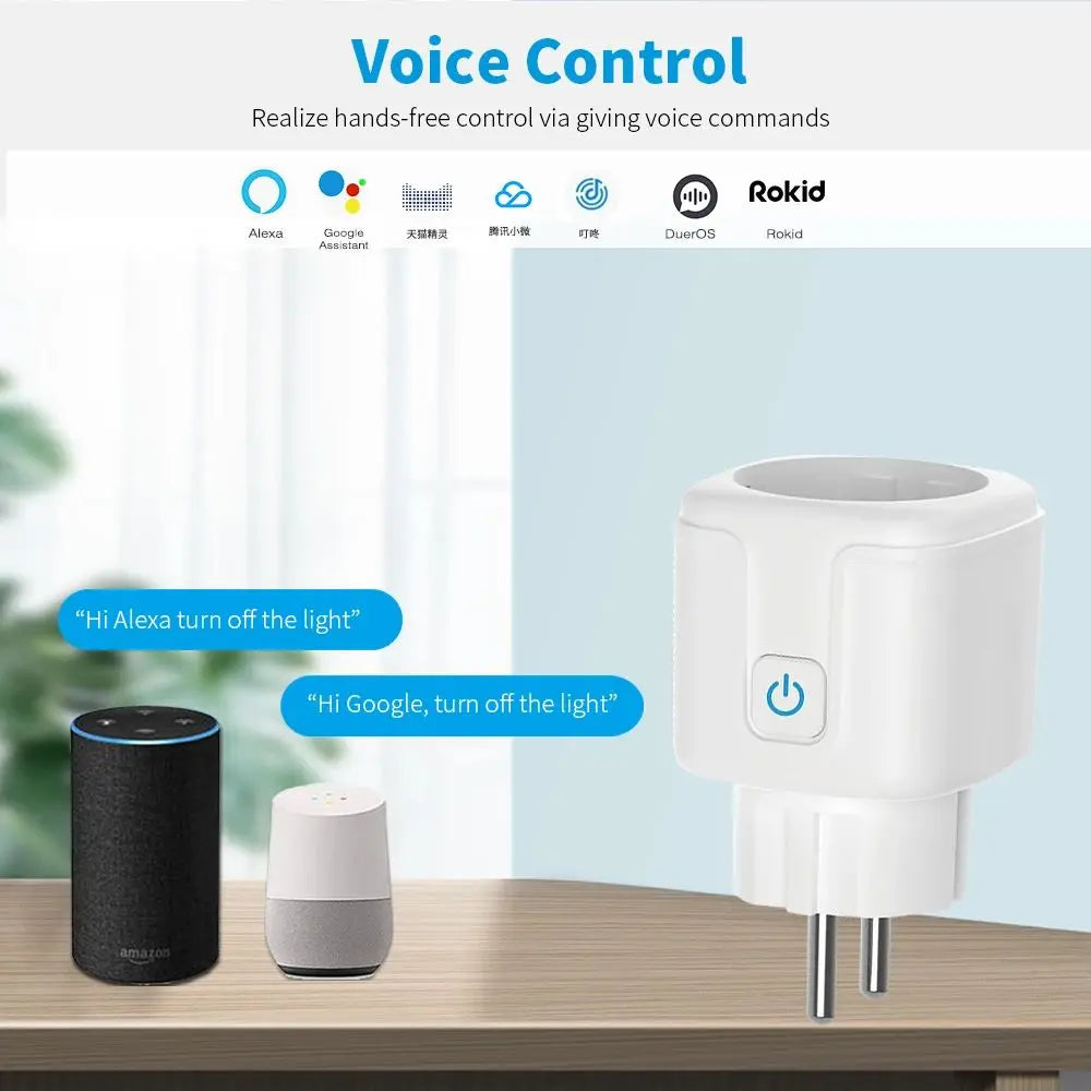 Tuya Smart Socket EU 20A Wifi Smart Plug Without Power Monitoring Smart Life APP Remote Control Support Google Assistant Alexa