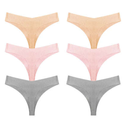 TrowBridge 6PCS/Set Women's Panties Seamless Female Thongs Soft Silk Satin Underwear Sexy Lingerie Fashion Cozy Sports G-Strings