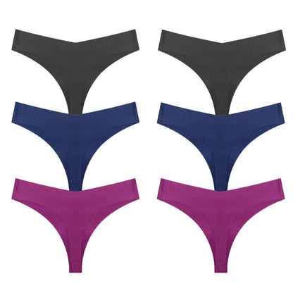 TrowBridge 6PCS/Set Women's Panties Seamless Female Thongs Soft Silk Satin Underwear Sexy Lingerie Fashion Cozy Sports G-Strings