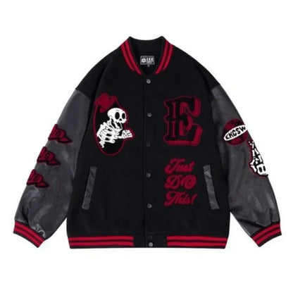 Heavy embroidery letters hot brick baseball uniforms for men and women American autumn and winter retro fashion trend ins tops