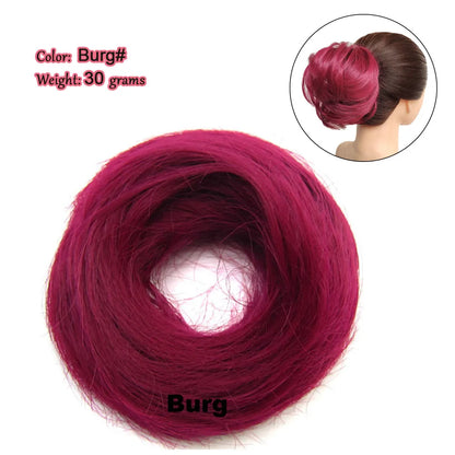 Synthetic Messy Bun Hair Piece Scrunchie Donut Tousled Flexible Hair Bun Straight Chignon Wig Accessory Updo Bun Hair