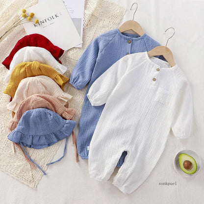 Baby Clothes Newborn Jumpsuit Girls Boys Muslin Spring Autumn Cotton Long Sleeve Infants Romper 0-24M