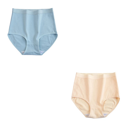 2Pcs/Set Cotton Panties Women Seamless Underwear High Rise Panties Solid Color Female Underpants Sexy Lingerie M-XXXL Comfort