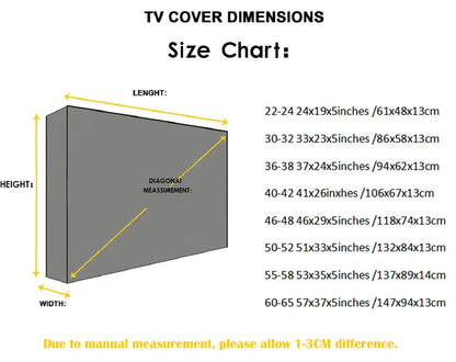 TV Weather and Dust proof Outdoor TV cover Beige 70 "75" 40 "46" 50 "55" 60 "65" Protective TV Screen Garden patio Outdoor TV