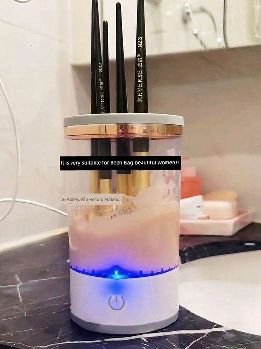 Immersive Cleaning Makeup Brush! Electric Washing and Drying Integrated Makeup Brush Cleaner Automatic Powder Puff Cleaning Tools Drying