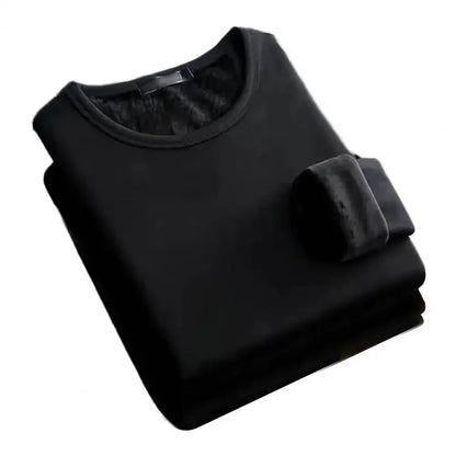 Winter Men's Long-sleeved Thermal Underwer T-Shirt Fleece Bottoming Shirt Round Neck Shirt Autumn Plus Velvet Padded T-shirt