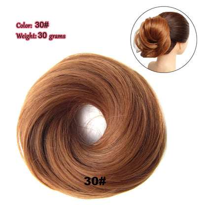 Synthetic Messy Bun Hair Piece Scrunchie Donut Tousled Flexible Hair Bun Straight Chignon Wig Accessory Updo Bun Hair