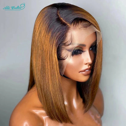 Ali Grace T1B/30 Human Hair Bob Wig 13x4 Full Lace Frontal Wigs for Women Pre Plucked Transparent Lace Frontal Short Bob Wigs