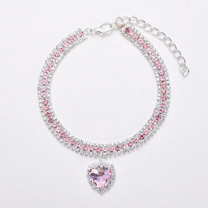 Adjustable Pet Necklace Cat Dog Collar with Diamond Zircon Bone Pendant Jewelry Luxury Metal Copper Puppy Collars Dog Supplies