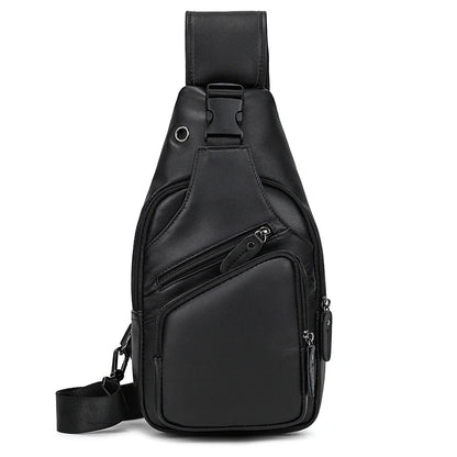 Casual Sport Bag Leather Chest Bags for Men iPad Mini Cow Leather One Shoulder Bags Male Anti Theft Chest Pack Sling Bag for Men